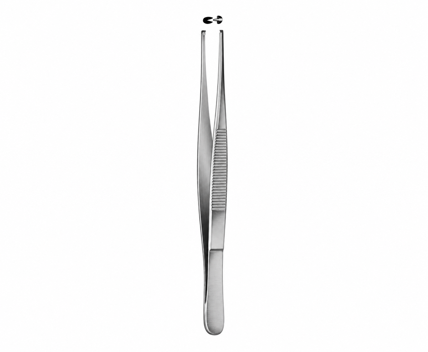 Pinza chirurgica retta 1×2 denti da 14 cm in acciaio