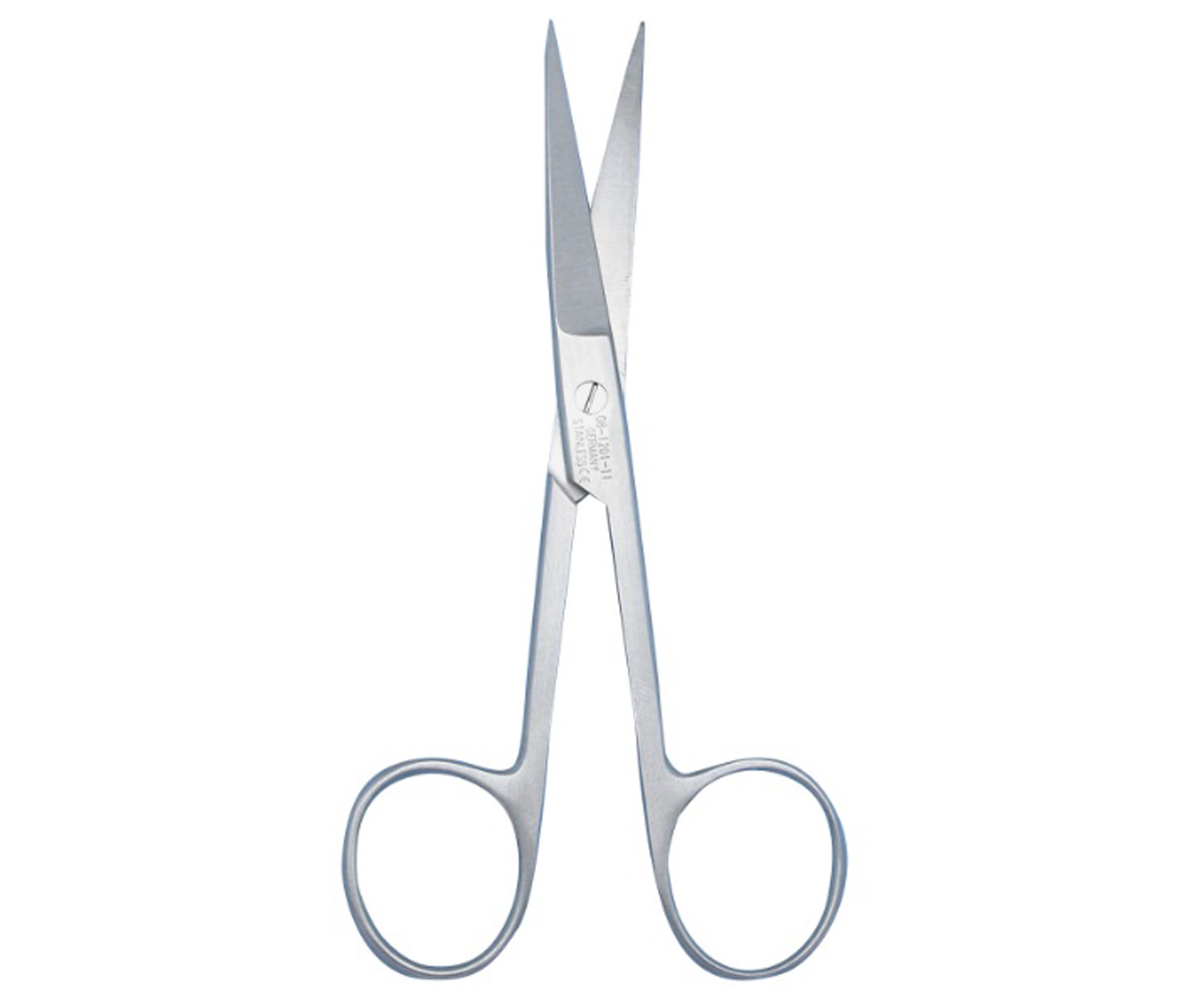 Forbici chirurgiche curve 16 cm con punta acuta vista frontale