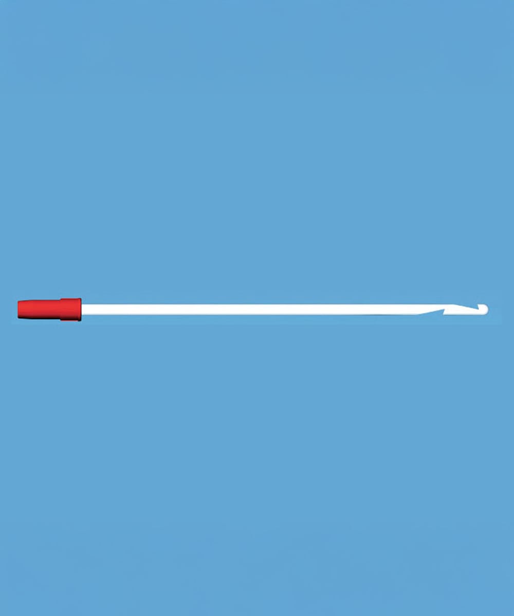 Foto Immagine della curette KARMAN 9 mm con raccordo blu, cannula semirigida sterile per aspirazione uterina e interruzione volontaria di gravidanza.