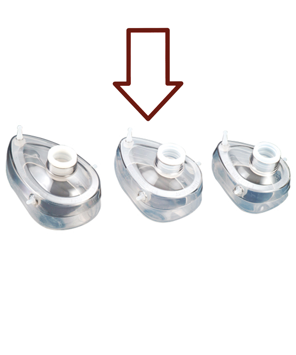 Mascherina in silicone trasparente, misura adulto small, ideale per rianimatori e ventilatori, autoclavabile fino a 40 cicli.