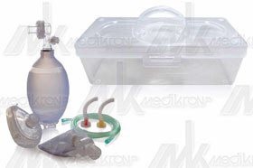 Pallone rianim. adulti in silic. c/reservoir kit compl. c/valig. 