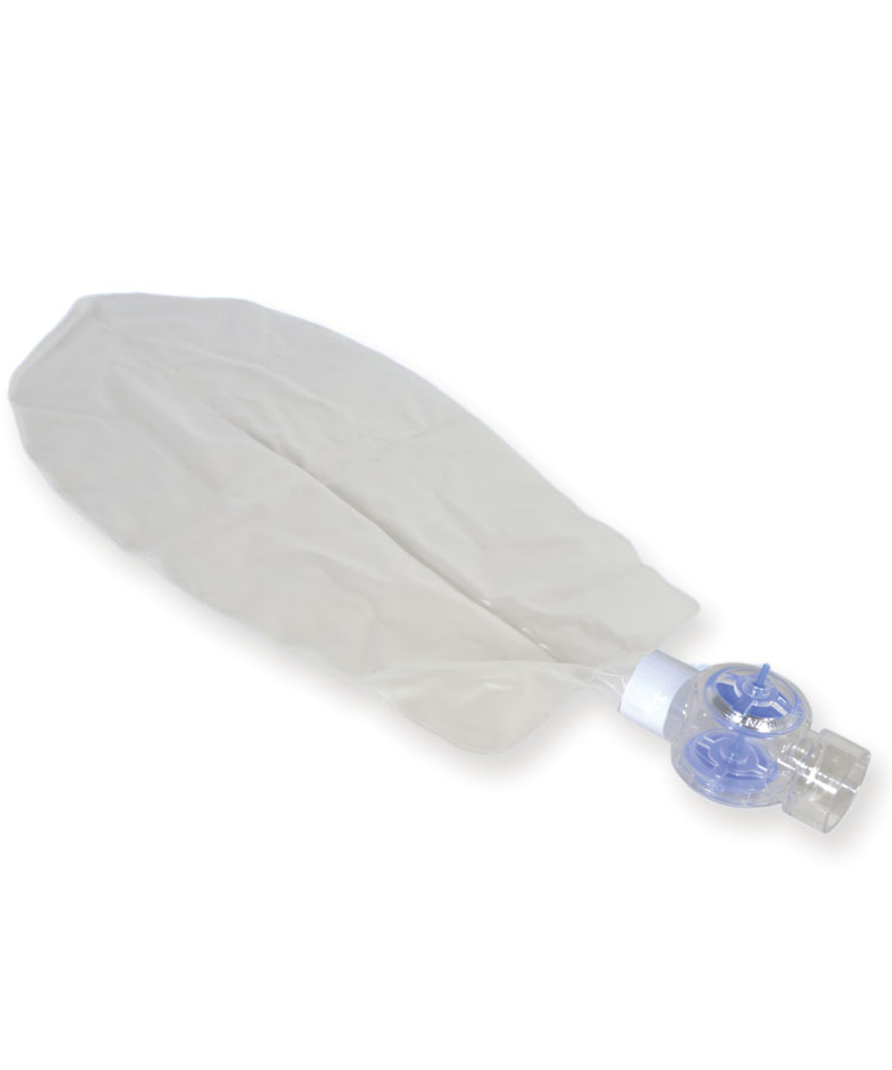 Sacca ossigeno monouso da 1000 ml con valvola, adatta per emergenze e terapie respiratorie, realizzata in materiale sicuro e senza lattice.