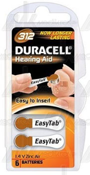 Pile duracell 312 marrone per apparecchi acustici, conf. 6 pz. 