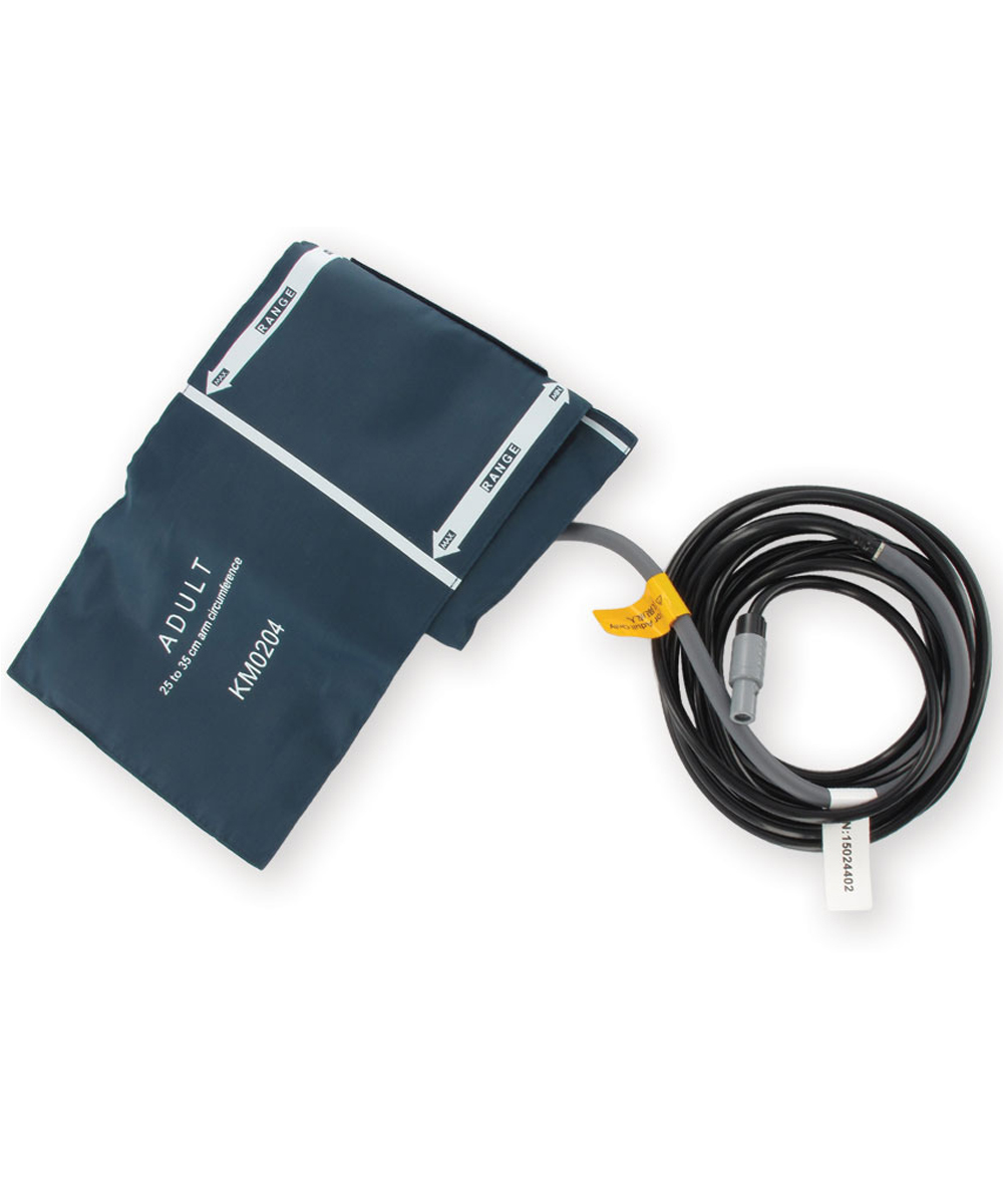 Bracciale NIBP per adulti, compatibile con Multiparametrico UP 7000, taglia L per braccia 25-35 cm. Chiusura in velcro sicura e regolabile.