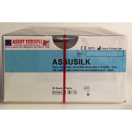 Sutura assusilk seta nera 3/8c triangolare - 26.2 2/0 mt 0,45 - box 36pz 