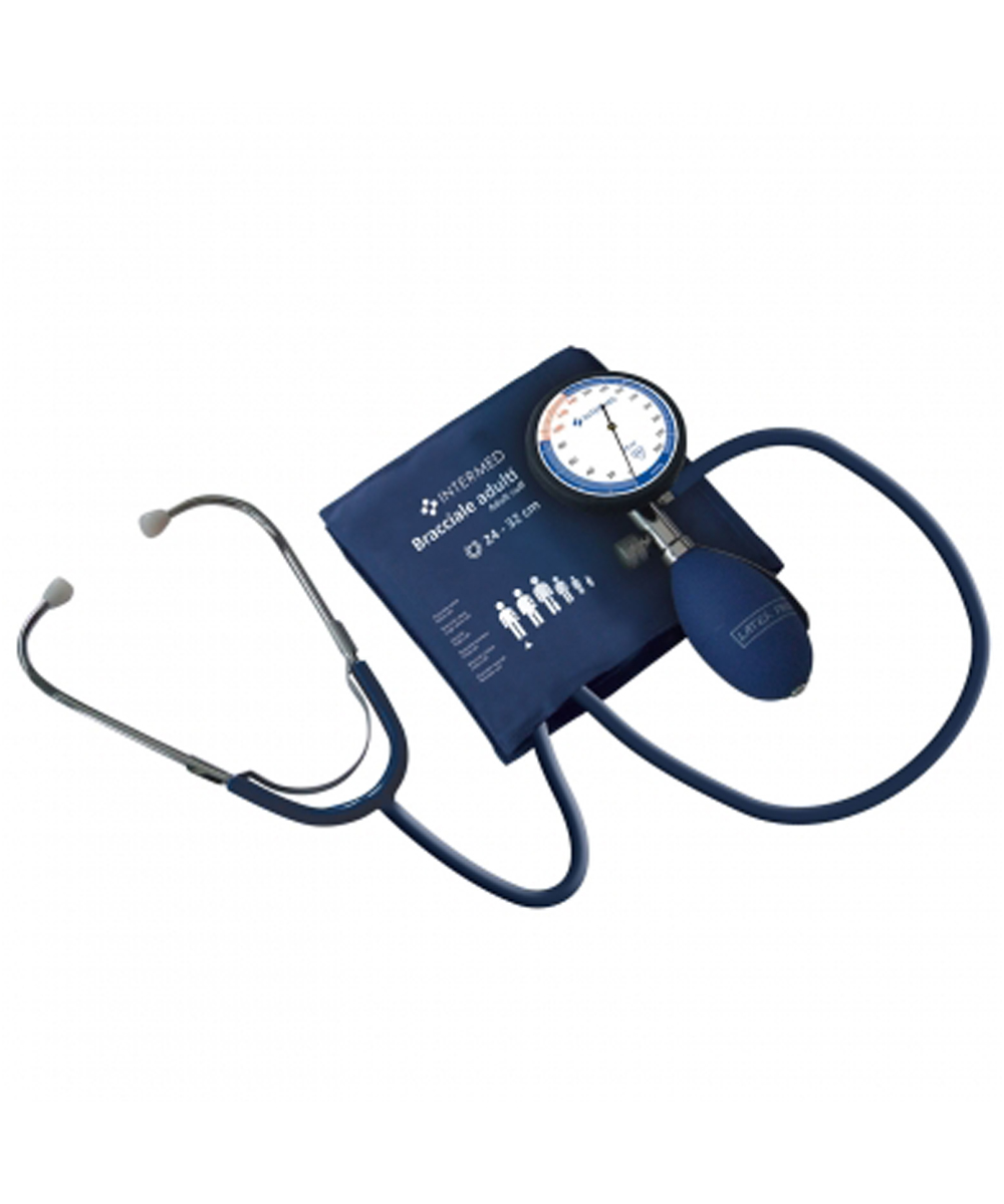 Sfigmomanometro ad aneroide palmare anti-shock con fonendo 