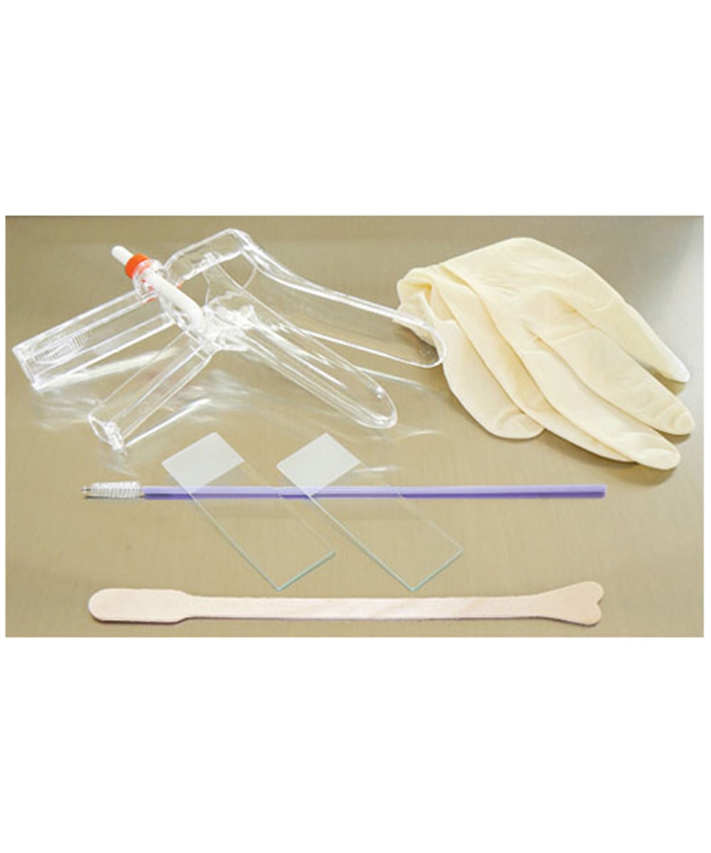 kit Pap Test sterile completo, confezionato singolarmente, con guanto, speculum, spatola, brush cervicale e vetrini