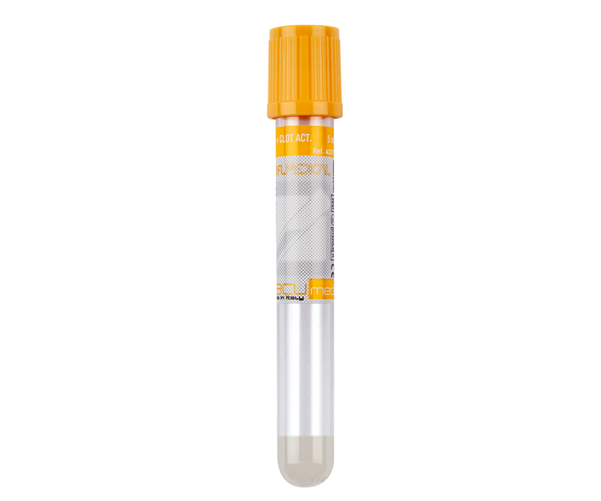 Provetta Vacumed sterile in PET con tappo giallo oro da 5 ml
