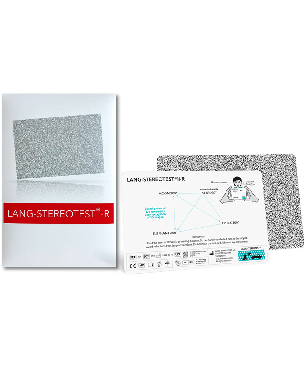LANG-STEREOTEST® II-R per diagnosi e screening della stereopsi. Design robusto e sicuro, adatto per tutte le età, senza necessità di occhiali.