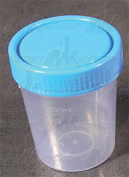 Contenitore urina n/str c/tappo a vite - ml.150 graduato fino a 100ml 