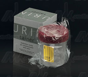 Contenitore urina urintainer ml.120 tappo a vite + etichetta in scatola 