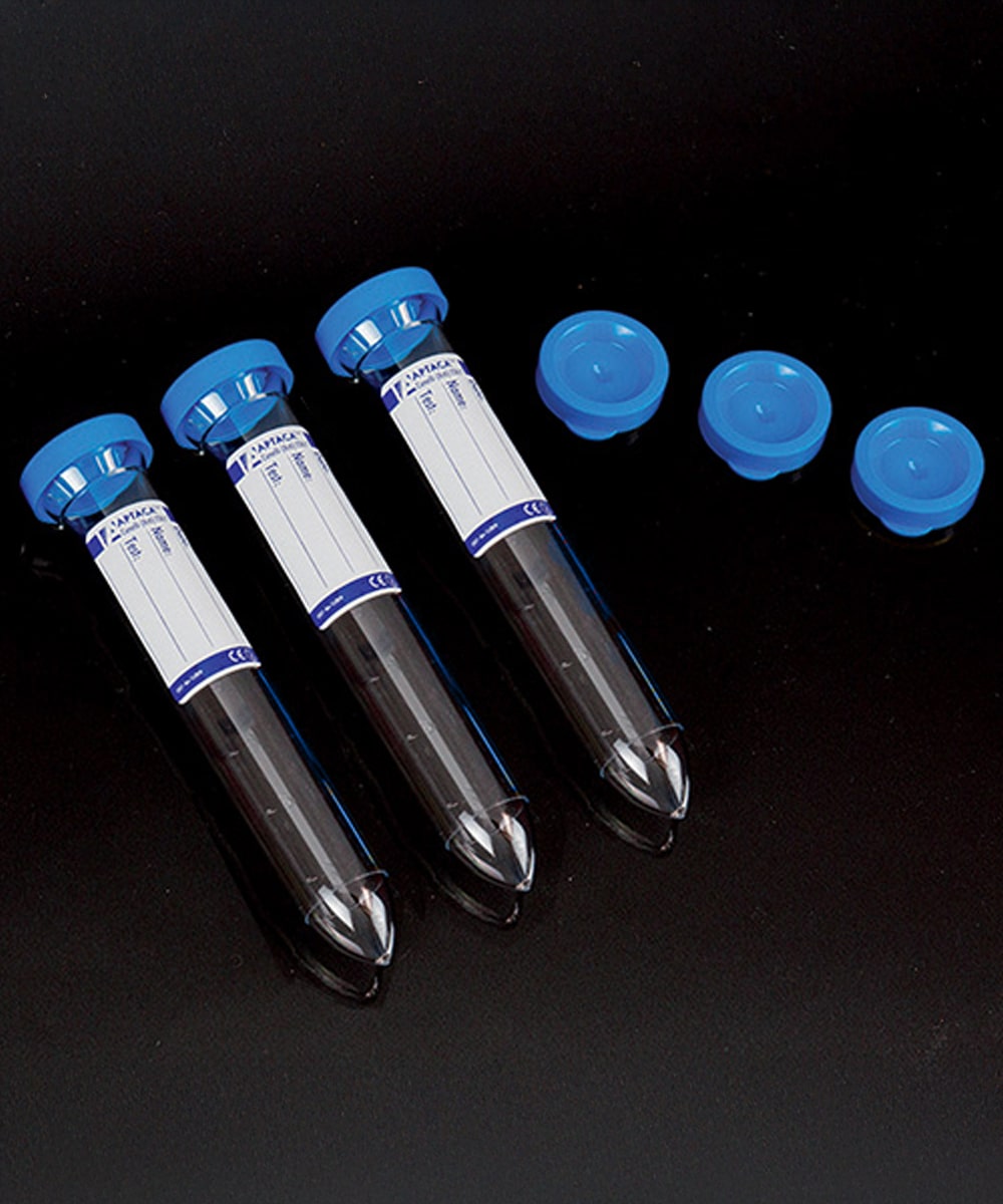 Provetta da 12 ml per urina con tappo azzurro e scala graduata