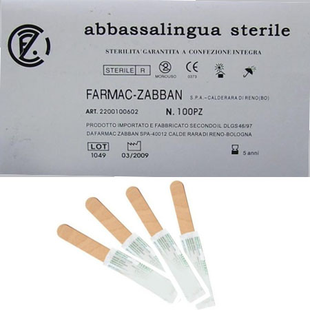 Abbassalingua in legno sterile conf. da 100 pz. 