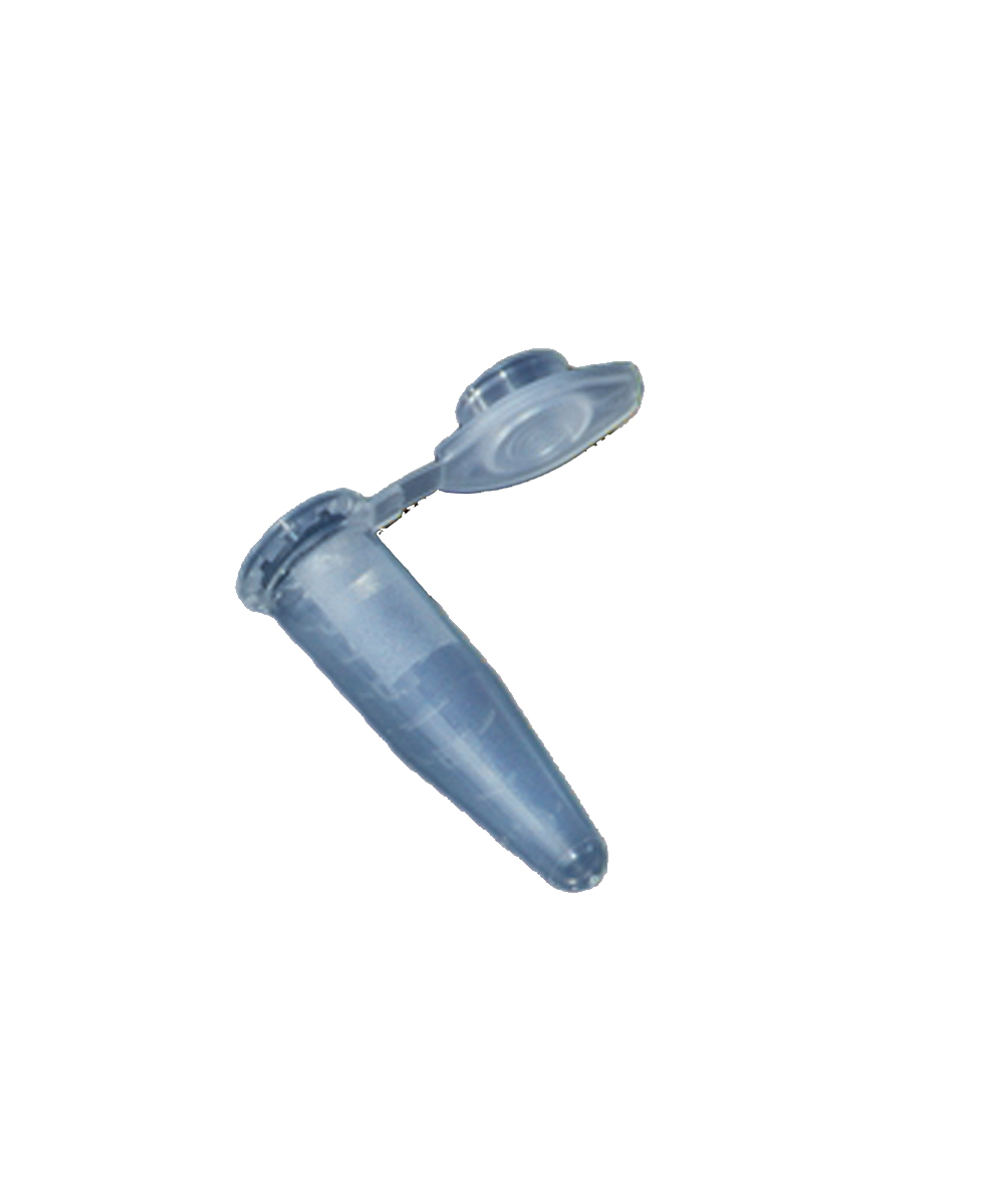 Microprovette coniche da 1.5 mL in polipropilene trasparente, graduate, con tappo perforabile, per analisi diagnostiche di laboratorio.