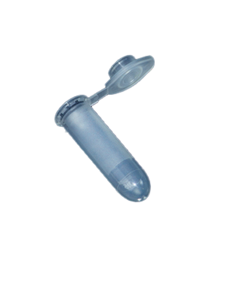 Microprovette coniche da 2,0 mL in polipropilene trasparente, graduate, con tappo perforabile, per analisi diagnostiche di laboratorio.