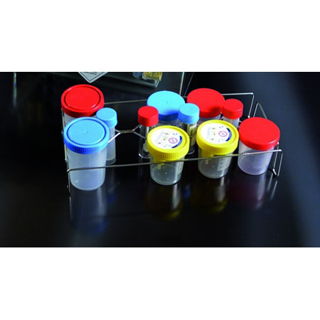 Supporto in acciaio x ns. art.051181 x 10 cont.urina da 200ml + 4 feci 