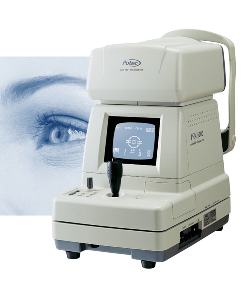 autorefrattometro autocheratometro Potec PRK‑5000, strumento compatto per analisi di refrazione e curvatura corneale.