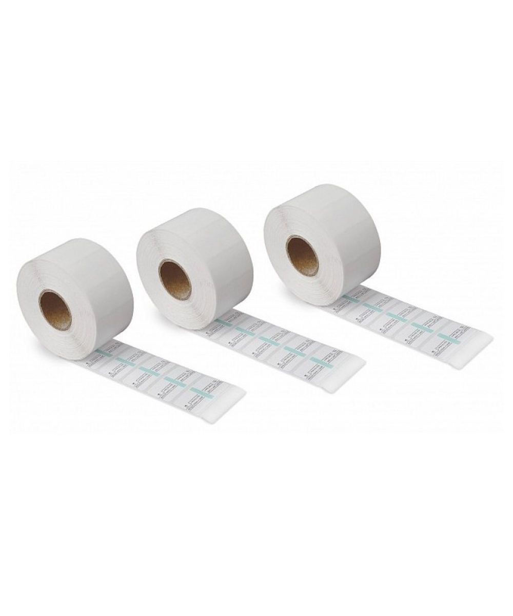 Confezione di 3 rotoli di etichette per la tracciabilità degli strumenti medicali, dimensioni 26x16 mm. Essenziali per monitorare il percorso di sterilizzazione e garantire sicurezza.