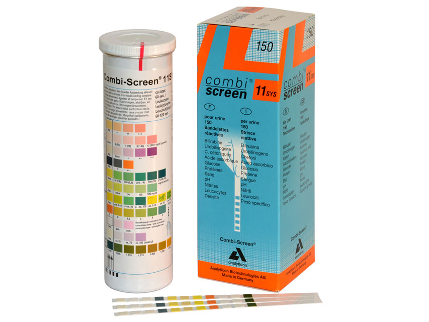 Strisce urine 11 parametri conf. 150 pz, adatte anche x urine lab 