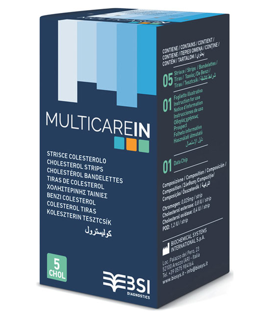 Multicare in strisce colesterolo in confezione da 5 pz 