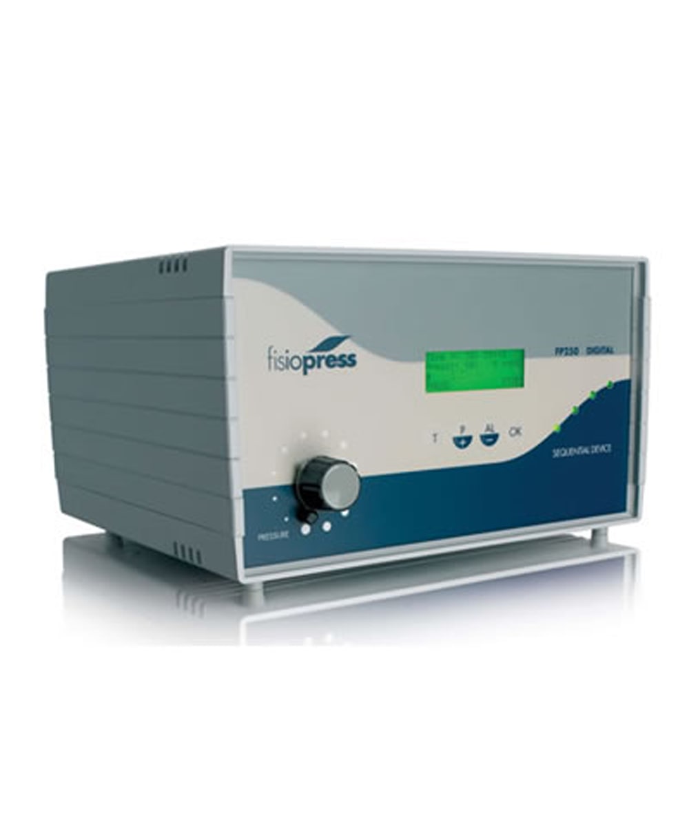 Fisiopress FP 250 apparecchio professionale per pressoterapia sequenziale con terminali ergonomici per trattamenti venosi e linfatici certificato CE.