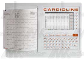 Elettroc. cardioline ecg200s 12 canali stampa a4 con carrello 