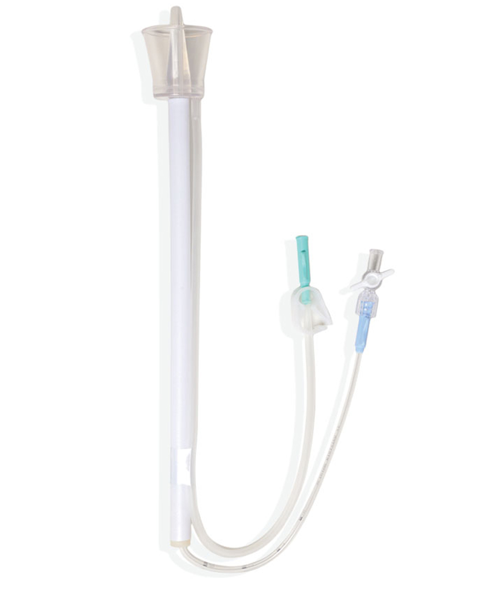 Cupola troncoconica sterile di 25 mm, radiotrasparente e monouso, concepita per aderire al collo uterino e agevolare la procedura di isterografia.