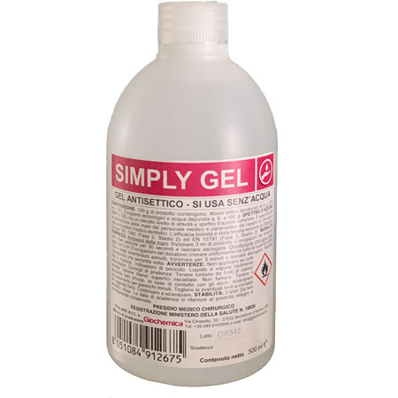 Gel disinf. mani simply 500 ml. pmc senza dosatore 