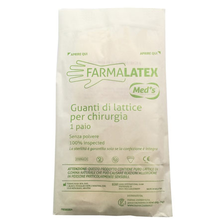 Guanti chirurgici farmalatex s/polvere str. mis.7,5 cf. 50 paia 