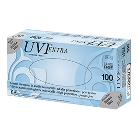 Guanti in vinile extra powder free s/talco,lat.free,mis.m tg 8 cf.100pz 