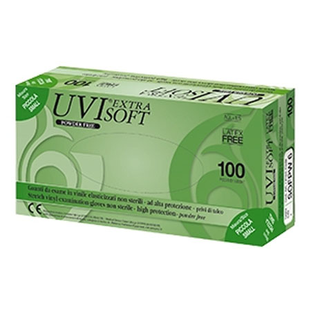 Guanti in vinile elastic.powder free s/talco,lat.free,mis.m tg8 cf.100pz 