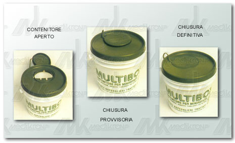 Contenitore getta aghi/lame usati con coperchio vol. 5500 ml 