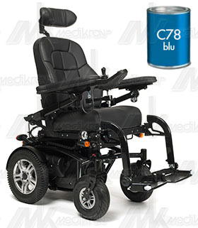 Carrozzina elettr. forest3 sed.cm45 col.c78 azzurro met. comp.di p/testa 