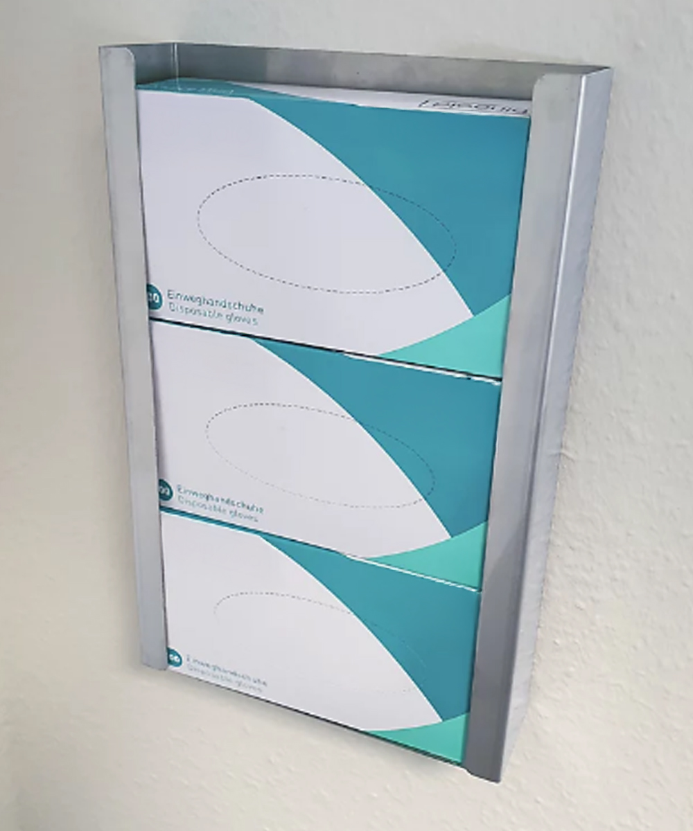 Dispenser triplo in acciaio inox per guanti 