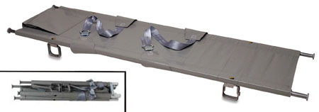 Barella pieghevole in quattro completa di cinghie 