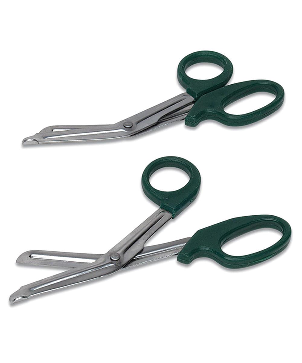 Forbici tagliabendaggi acciaio inox 14,5 cm autoclavabili DIN 58279 con manico ergonomico ABS per uso medico professionale.