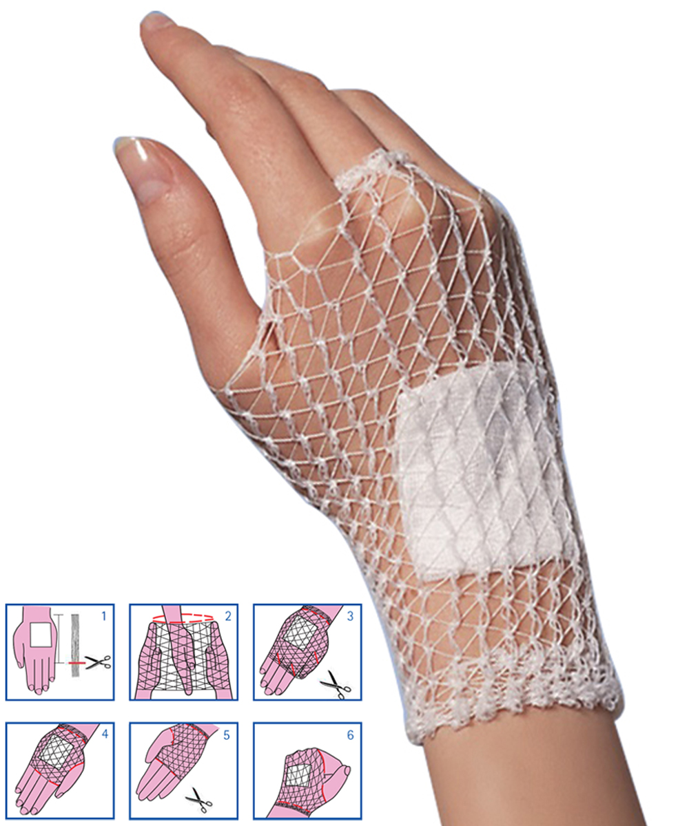 Rete tubolare elastica Surgifix® misura 2, lunghezza 25 metri, adatta per fissaggio medicazioni mano.