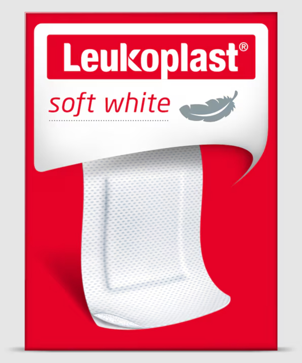 Leukoplast Bianco Morbido, medicazione elastica per ferite leggere. Altamente assorbente, traspirante e delicata sulla pelle.