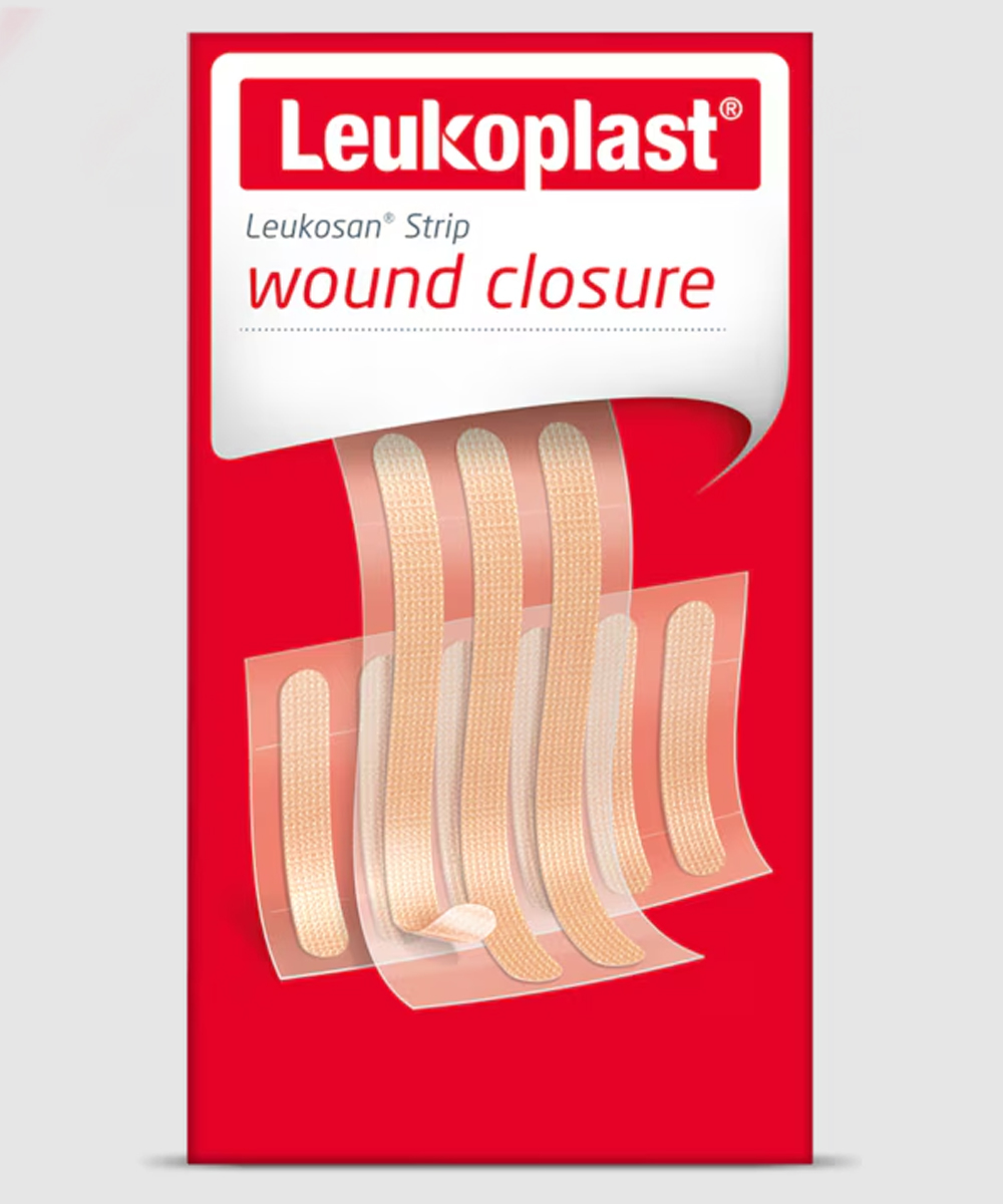 Cerotti adesivi Leukosan Strip, ideali per la sutura atraumatica di ferite. Garantiscono comfort, facilità d'uso e risultati estetici eccellenti.