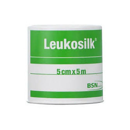 Cerotto leukosilk seta c/custodia cm. 5x5mt. 