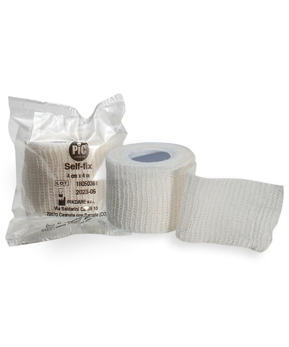 Benda elastica autoaderente Pic Self Fix 4cm x 4m per supporto medio di distorsioni, slogature, contusioni e contenimento di medicazioni.