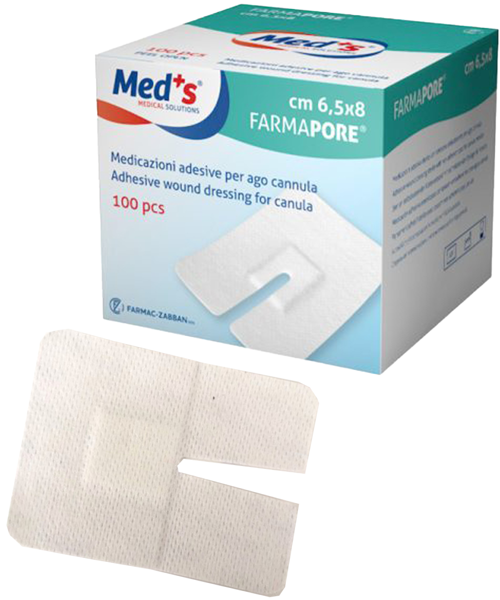 Medicazione adesiva farmapore per ago cannula 6,5 x 8 cm cf. 100 pz 