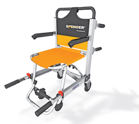 Sedia portantina spencer, 4 ruote di cui 2 piroettanti con braccioli 