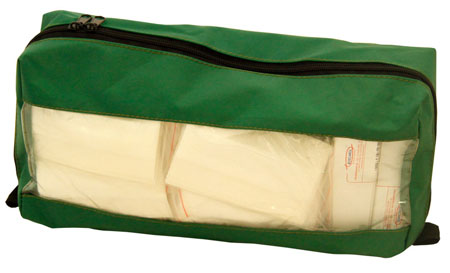 Borsetta standard verde antistrappo e imperm. c/zip mis. cm 27x12x9circa 