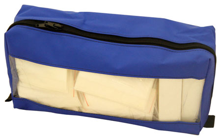 Borsetta standard blu antistrappo e imperm. c/zip mis. cm 27x12x9circa 