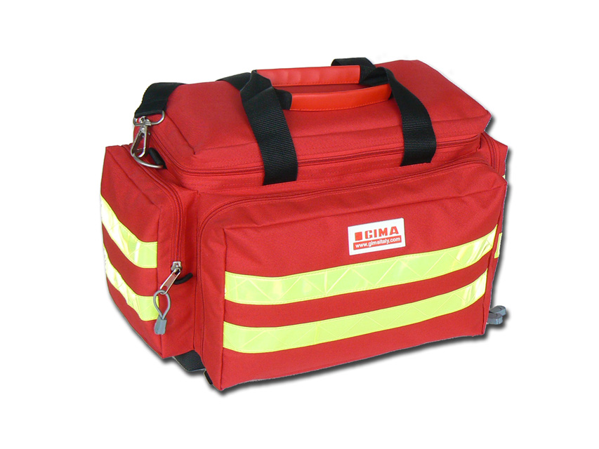 Borsa emergenza cordura rossa cm.45x28x28 3 spazi int,4 tasche est 