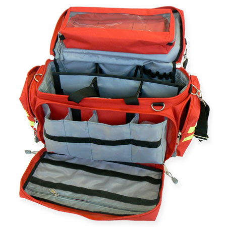 Borsa cordura rossa 6 spazi interni 4 tasche esterne dim.cm55x35x32h 