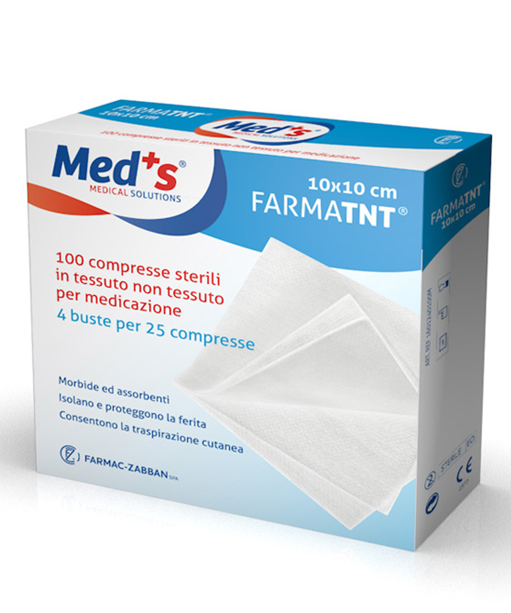 Compresse sterili in TNT ipoallergenico morbide e assorbenti, ideali per medicare ferite e ustioni in modo sicuro, in buste protettive da 25 pezzi.