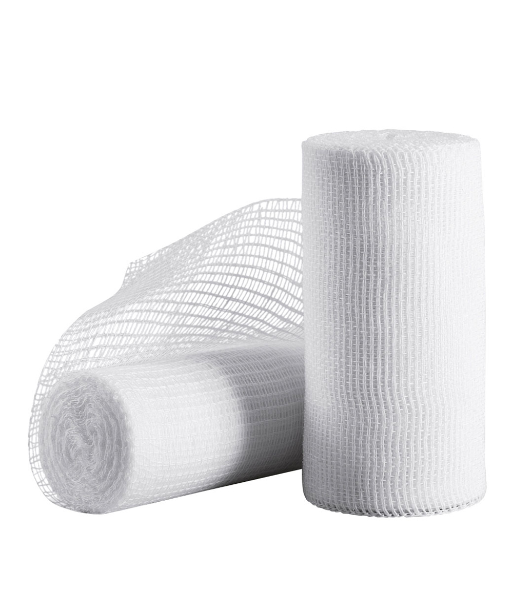 Benda di garza idrofila orlata non sterile, 100% cotone bianco, 10 cm x 5 m. Ideale per medicazioni e protezione ferite. Confezionata singolarmente.
