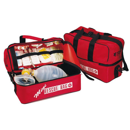 Borsa emergenza vuota c/vaschetta inf.antiurto, mis.cm.39x18x25h rossa 
